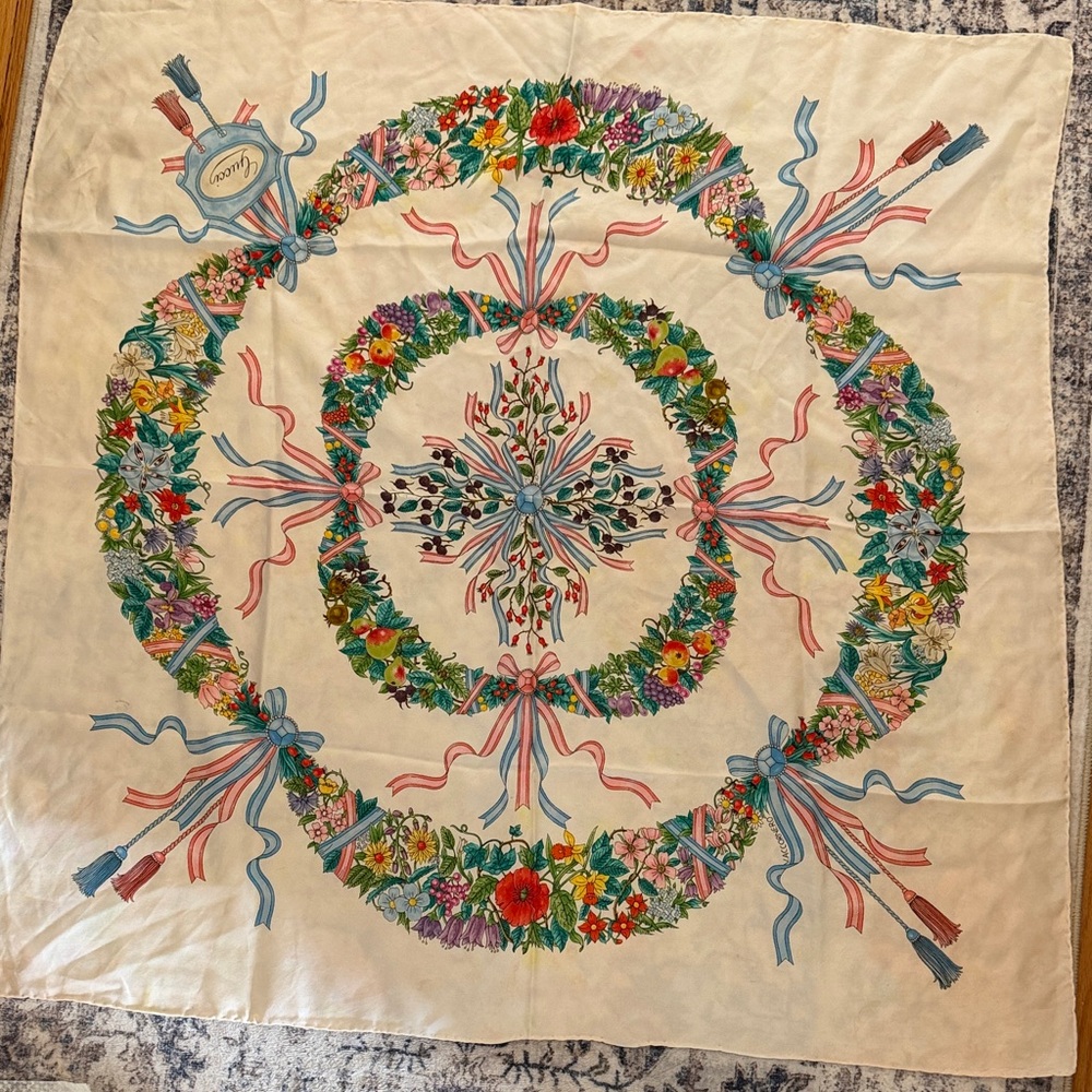 Gucci vintage Colorful Floral Patterned Scarf